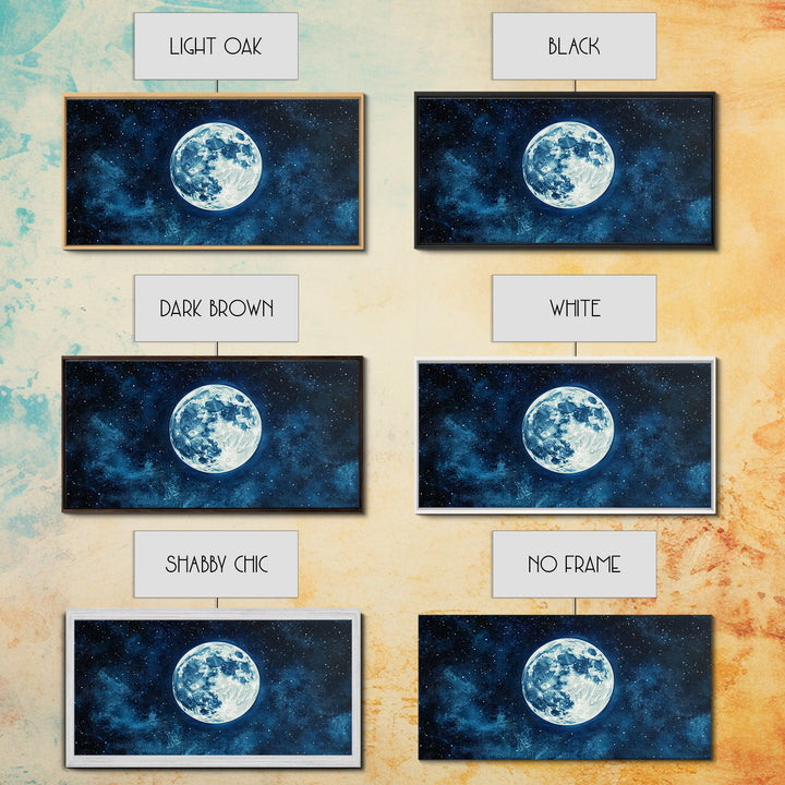 Abstract Oil Painting Print Of The Full Moon - Framed Canvas Print - Ready To Hang - Full Moon Art - Witchy Decor - Full Moon Painting