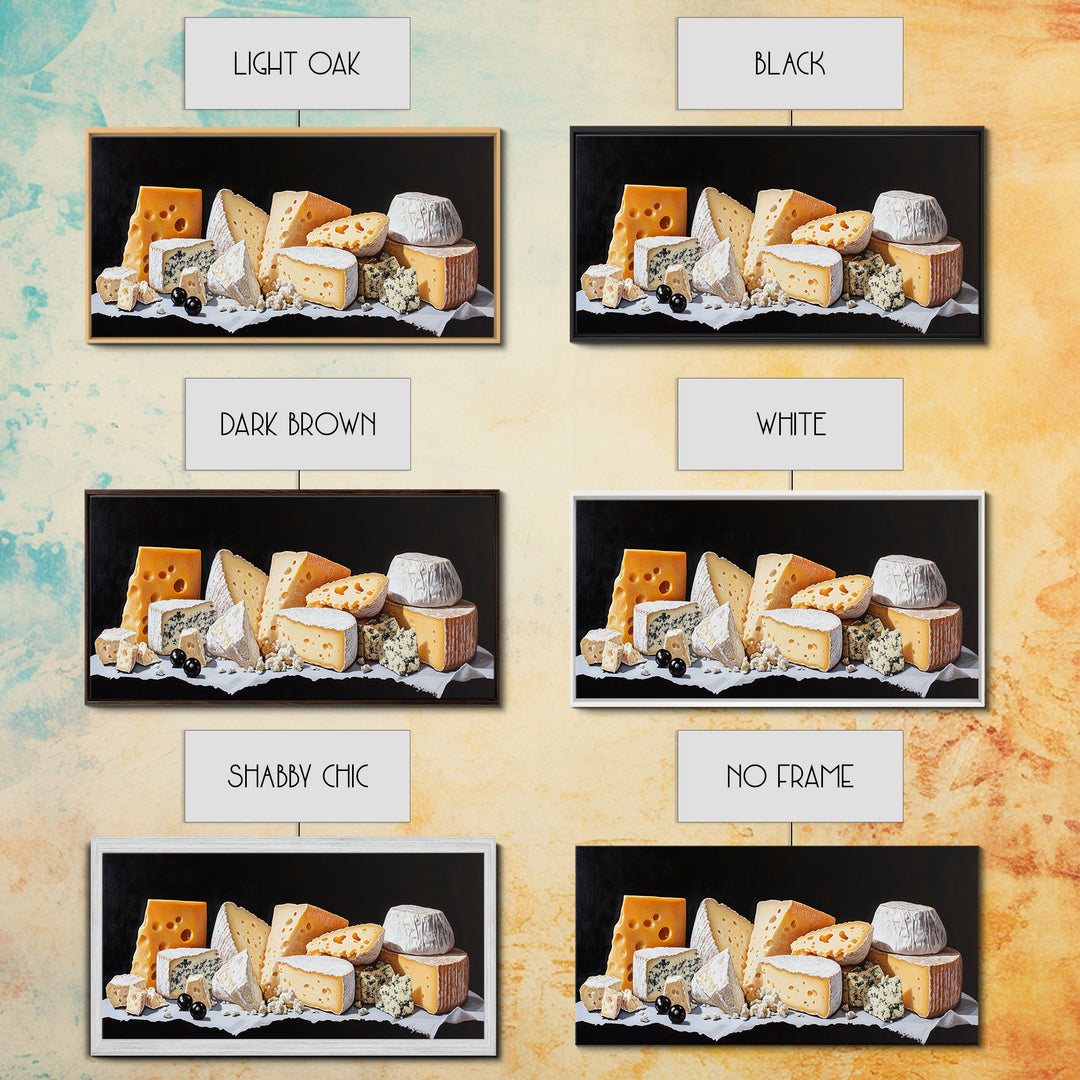 Cheese Lover Wall Art - Framed Canvas Print - Kitsch Kitchen Home Decor - Kitchen painting - Cheese Art - Cheese Painting