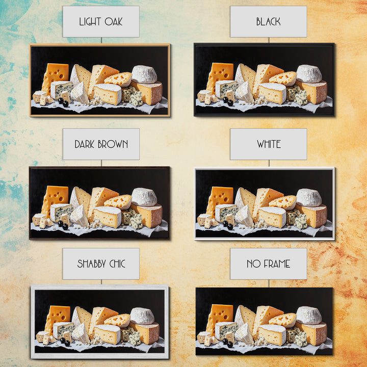 Cheese Lover Wall Art - Framed Canvas Print - Kitsch Kitchen Home Decor - Kitchen painting - Cheese Art - Cheese Painting