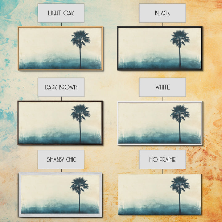 Abstract Palm Tree Nautical Oil Painting Canvas Print Ready To Hang