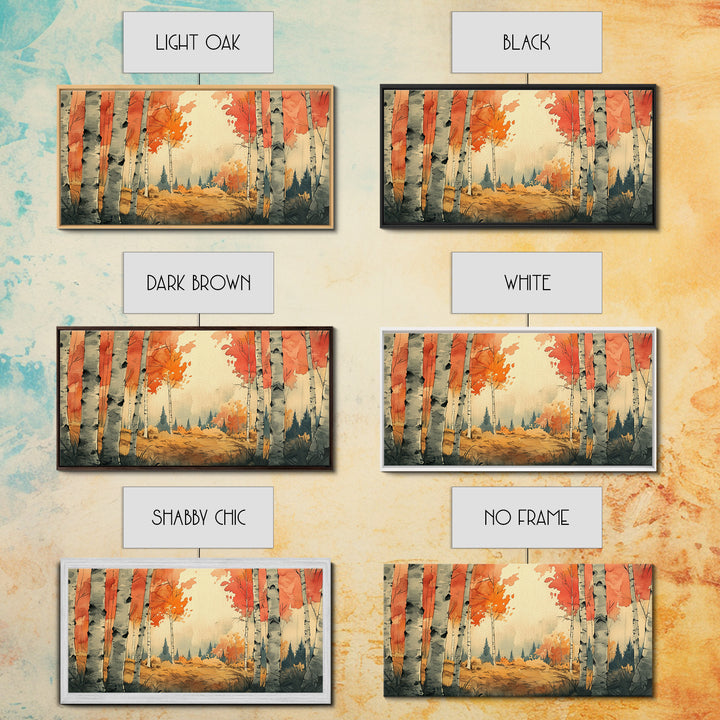 Birch Tree Landscape Painting Print, Accent Piece, Accent Wall Art, Autumn Landscape Canvas Print, Birch Forest Art, Watercolor Birches