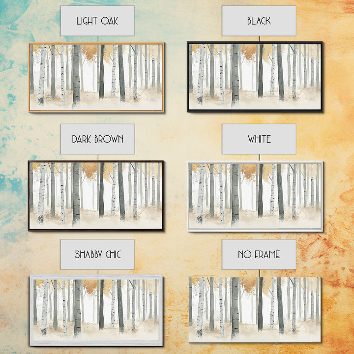 Aspen Trees Oil Painting Print Canvas, Autumn Aspens Print, Muted White Winter Wall Art, Country Farmhouse Wall Decor, Abstract Landscape Art