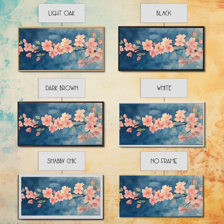 Cherry Blossoms Wall Art Canvas Print  - Pink Cherry Blossom Canvas Oil Painting - Wabi Sabi Wall Art - Purple Tree Nature Decor