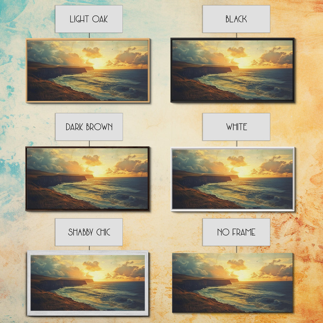 Cliffs of Moher Framed Canvas Print, Ireland Painting, Ireland Decor, Ireland Wall Art, Living Room Home Decor