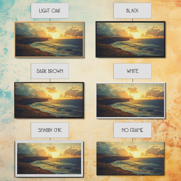 Cliffs of Moher Framed Canvas Print, Ireland Painting, Ireland Decor, Ireland Wall Art, Living Room Home Decor