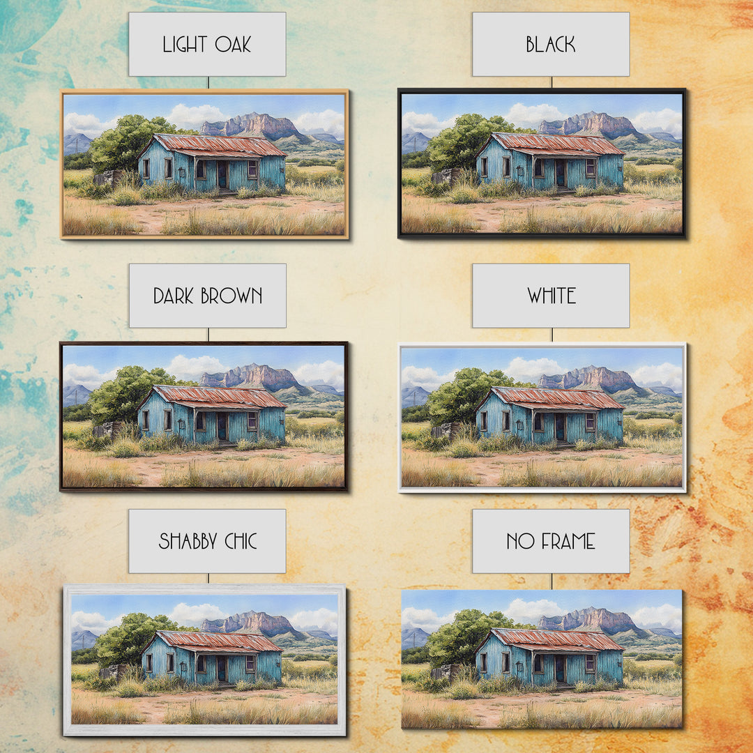 Abandoned Cabin In The Nevada Desert - Framed Canvas Print - Kitsch Wall Art - Desert Landscape Painting - Barn Oil Painting - Desert Art