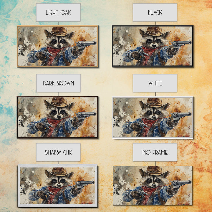 Rootin' Tootin' Cowboy Shootin' Wildwest Cowboy Raccoon Canvas Print - Racoon Painting - Cowboy Raccoon