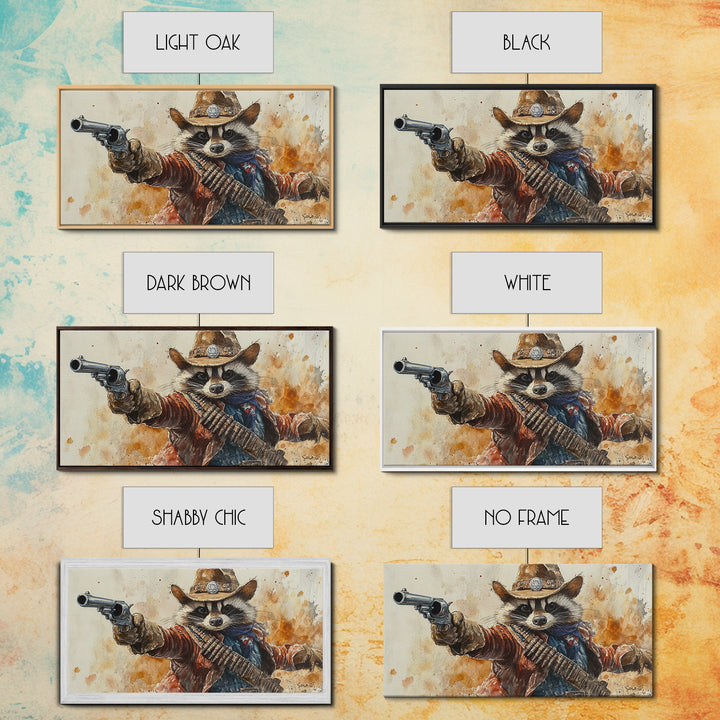 Rootin' Tootin' Cowboy Shootin' Wildwest Cowboy Raccoon Canvas Print - Racoon Painting - Cowboy Raccoon - Wild West Art