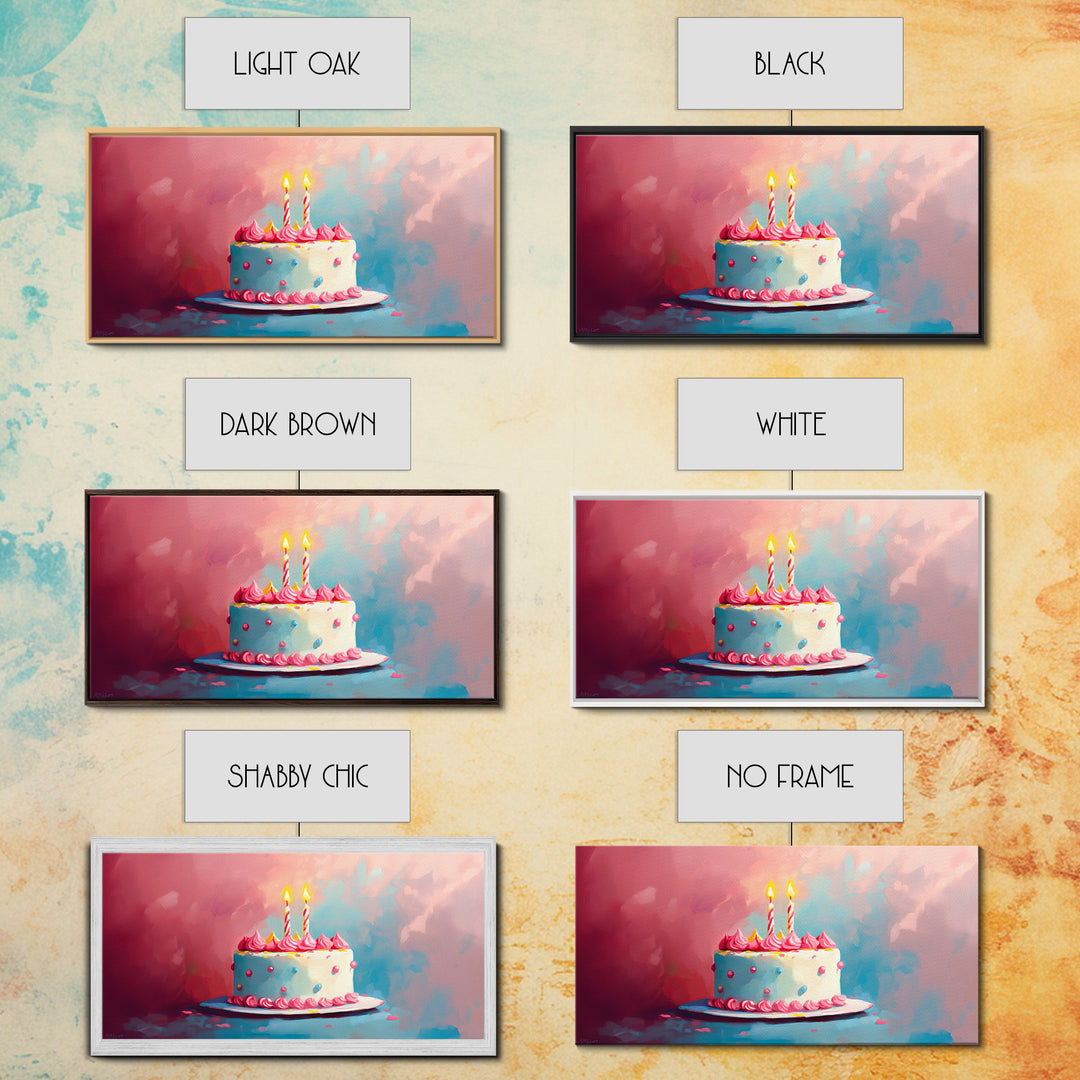 Birthday Cake Wall Art Canvas Print, Preppy Home Decor, Dining Room Wall Art, Kitchen Wall Art, Kitchen Food Painting