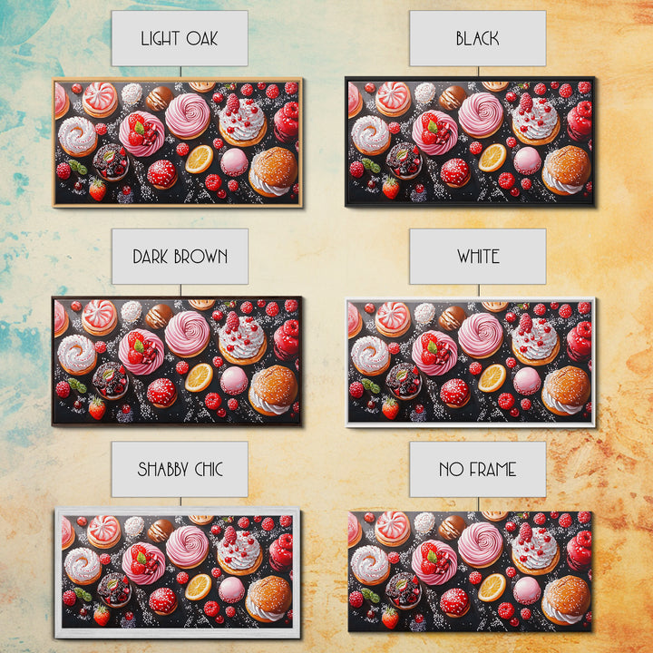 Donuts and Deserts Oil Painting Print, Canvas Art, Bakery Wall Art, Bakery Decor, Kitchen Wall Art