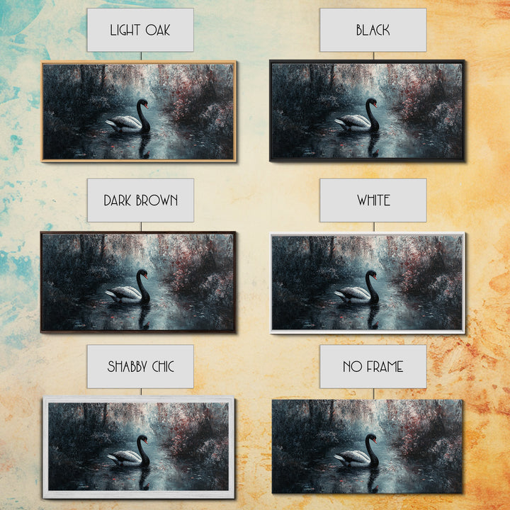 Dark Academia Oil Painting Print of a Black Swan - Gothic Decor - Living Room Decor - Above Sofa Gothic Art - Halloween Decor