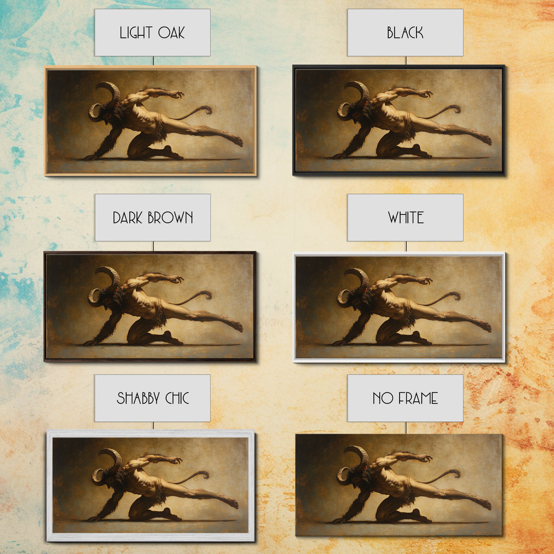 Canvas Print of Satyr, Victorian Gothic Wall Art, Satyr Painting Original, Satyr Oil Painting, Goth Decor, Spooky Wall Art