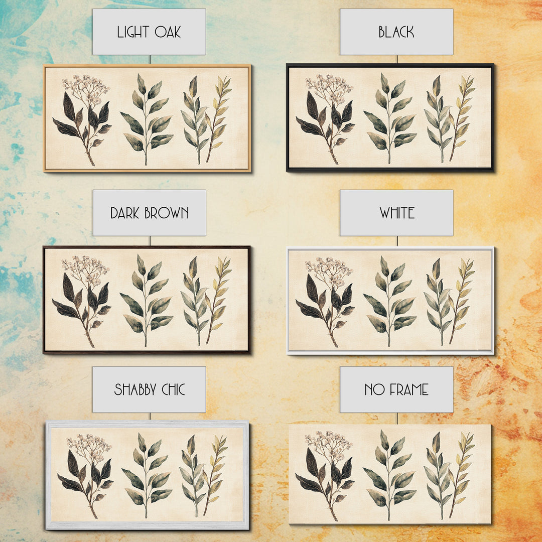 Boho Botanical Sketch Print, Botanical Wall Art, Framed Canvas Print, Minimalist Pencil Sketch Wall Art, Minimalist Home Decor, Living Room Art