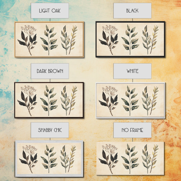 Boho Botanical Sketch Print, Botanical Wall Art, Framed Canvas Print, Minimalist Pencil Sketch Wall Art, Minimalist Home Decor, Living Room Art