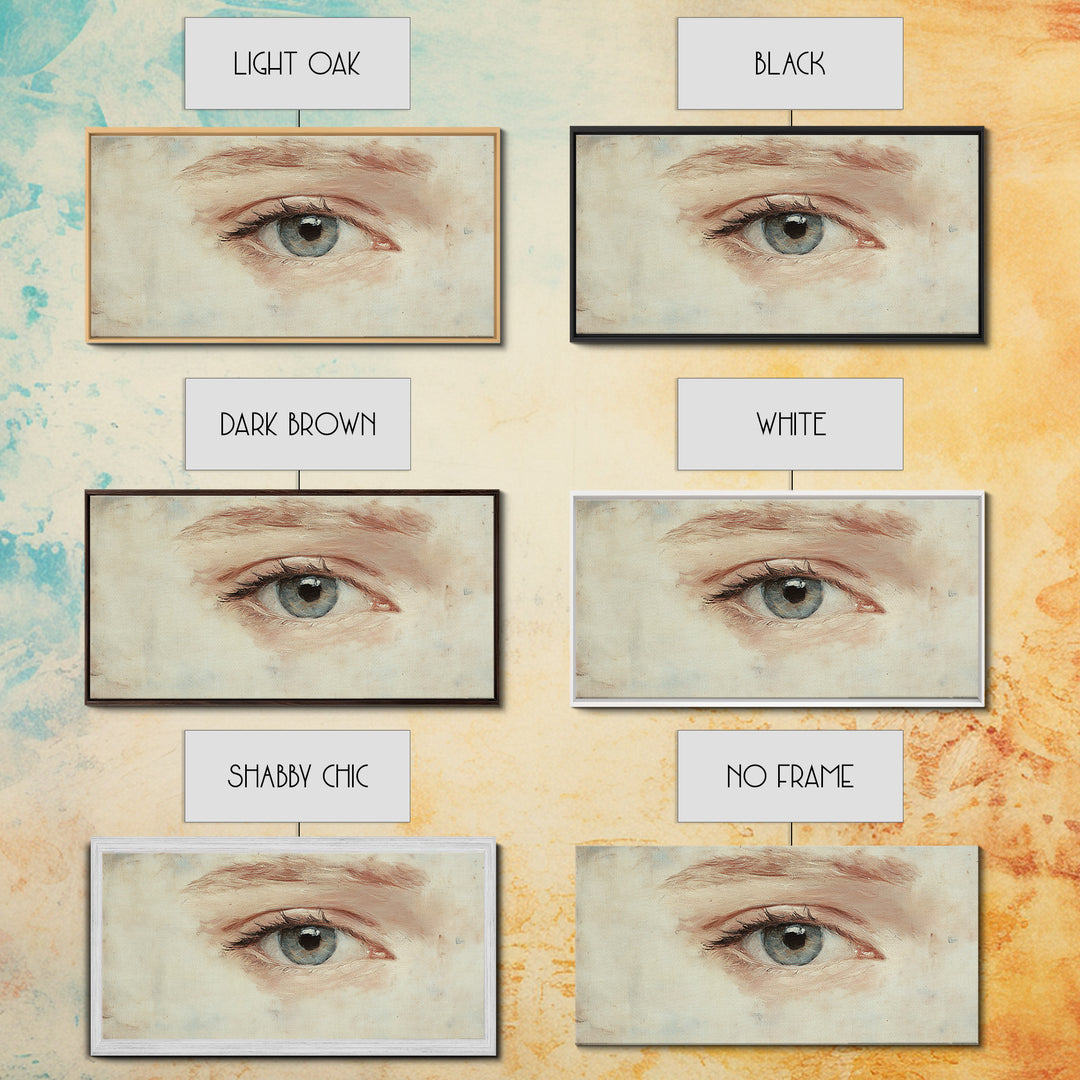 Closeup Study of an Eye Framed Canvas Print, Eye Oil Painting, Whimsical Home Decor, Paint of a Blue Human Eye