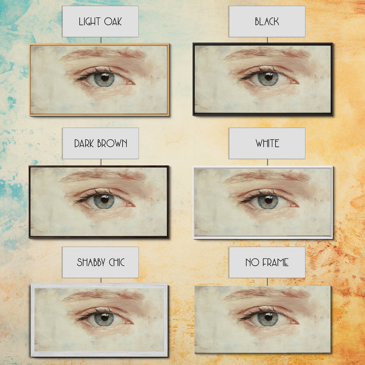 Closeup Study of an Eye Framed Canvas Print, Eye Oil Painting, Whimsical Home Decor, Paint of a Blue Human Eye