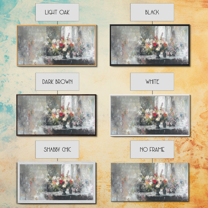 Canvas Print Oil Painting Still Life of Flowers, Wood Framed Art, Whimsical Home Decor, Floral Oil Painting, Flower Painting, Still Life Art