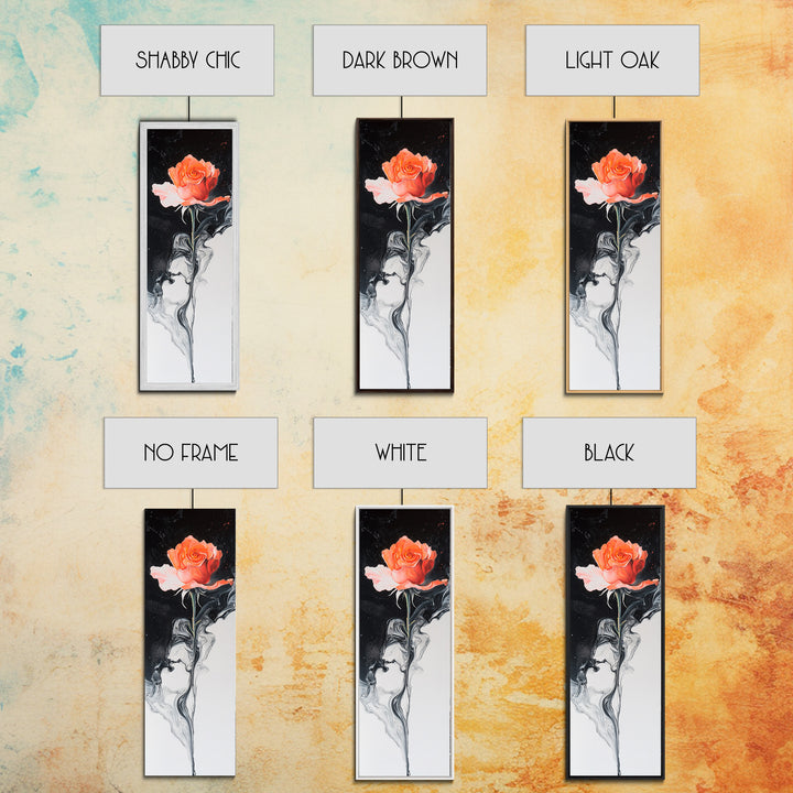 Rose Painting Framed Canvas Print, Dark Romance Painting, Botanical Prints, Tall Narrow Art Bedroom Decor, Gift Idea Christmas