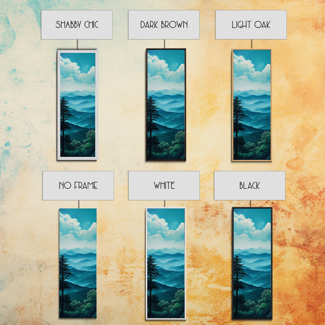 Bright Morning Mountains Framed Canvas Print Serene Nature Landscape Art, Blue and Green Wall Art, Smoky Mountain Art, Living Room Decor, Above Sofa Art