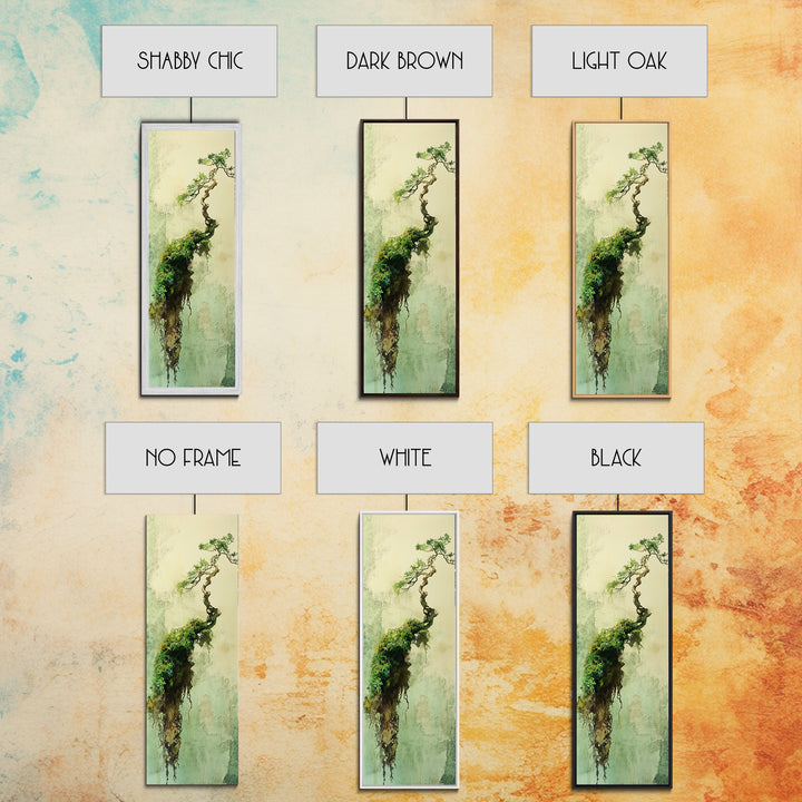 Framed Canvas Print Wabi Sabi Botanical Art Mossy Tree Artwork Unique Nature Decor Tall Skinny Art Wabi Sabi Wall Art Living Room Accent