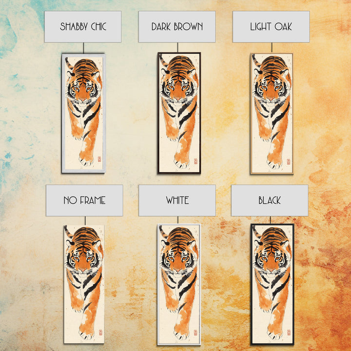 Framed Canvas Print Intense Tiger Painting, Wild Animal Art, Bold Orange Wall Decor, Living Room Above Sofa Art, Unique Gift Idea
