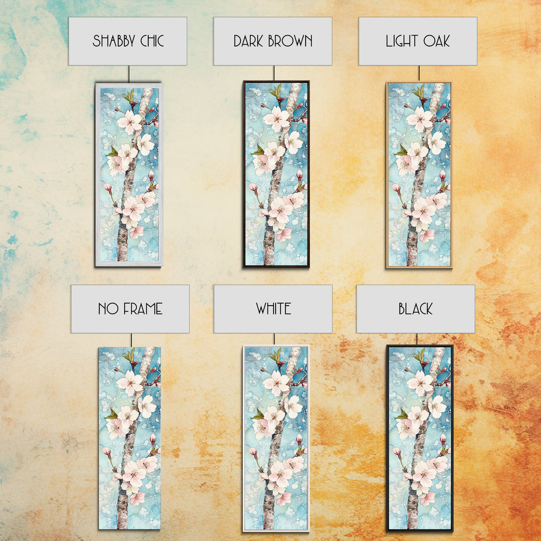 Blossoming Sakura Tree Branch Artwork - Framed Canvas Print for Japanese Wall Art, Cherry Blossom Decor, Pink Floral Art, Botanical Wall Print