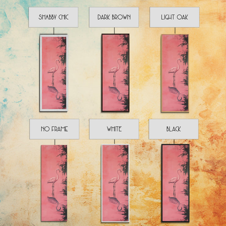 Reflections of a Pink Flamingo, Framed Canvas Print, Vaporwave Wall Art, Coastal Decor, Living Room Accent Piece, Pink Flamingo Art