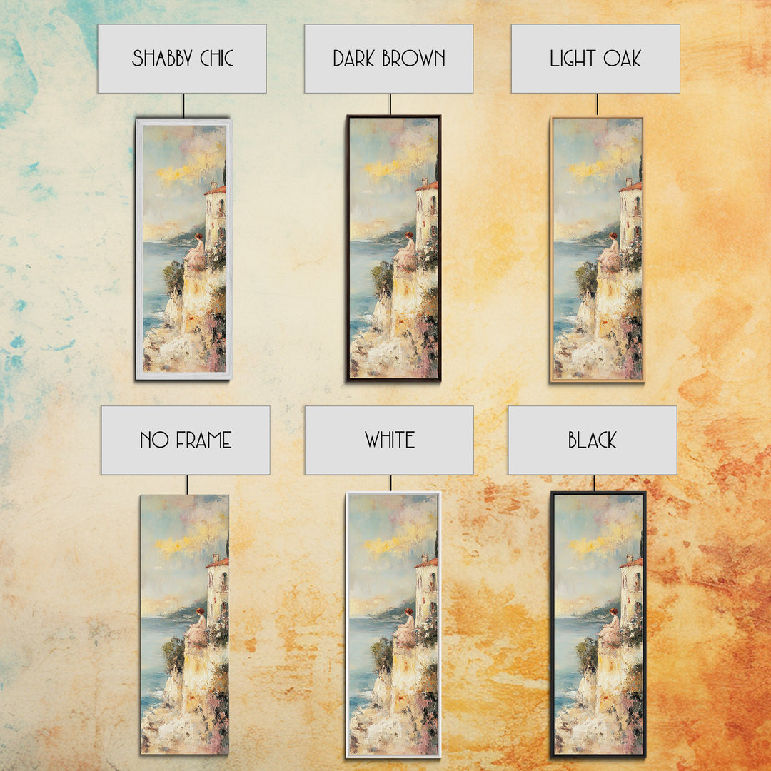 Abstract Oil Painting Print Of a Woman Overlooking the Coast, Victorian Oil Painting, Nautical Seascape Painting, Wall Decor for Girls