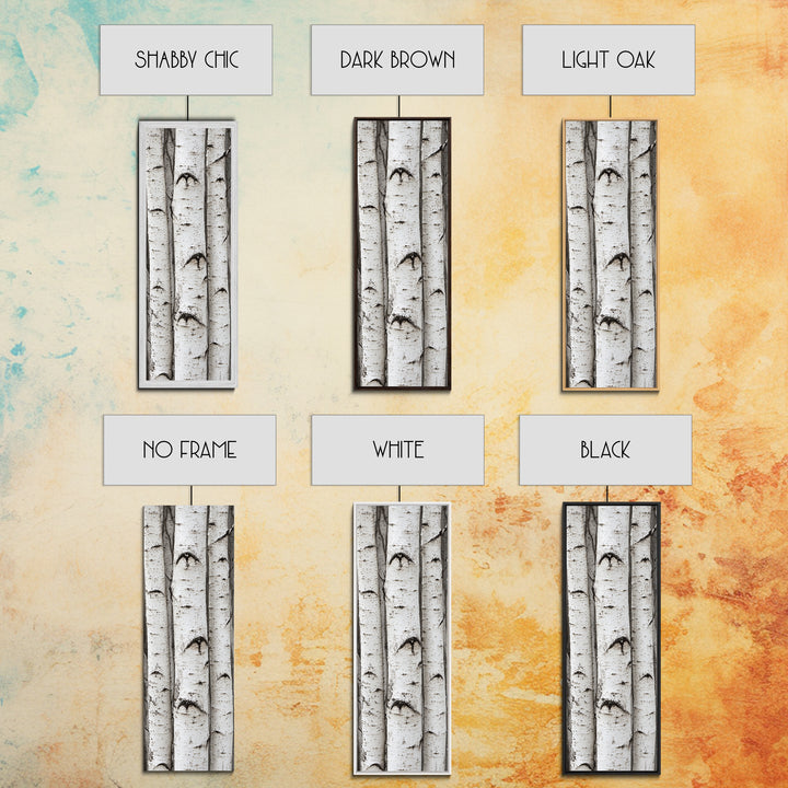 Classic Birch Trees Black and White Wall Art Framed Canvas Print Rustic Farmhouse Art Tall Narrow Art Guest Room Decor