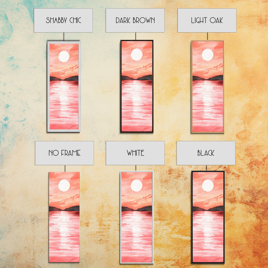 Sunset Canvas Print Coastal Landscape Art Rustic Decor Horizontal Wall Art Bedroom Gift Idea Light Pink Aesthetic Nature Painting