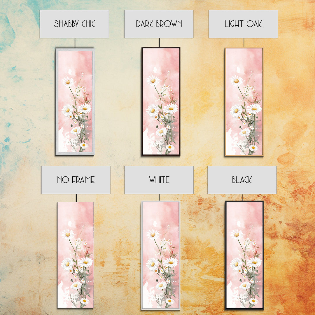 Daisy Canvas Print Wildflower Painting Rustic Floral Art Farmhouse Decor Light Pink Vertical Wall Art Bedroom Gift Idea Botanical Prints