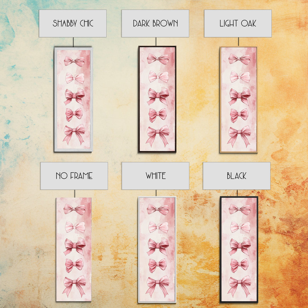 Bow Illustration Canvas Print Pink Whimsical Art Light Abstract Wall Art Vertical Art Feminine Gift Idea Bedroom Rustic Dorm Decor