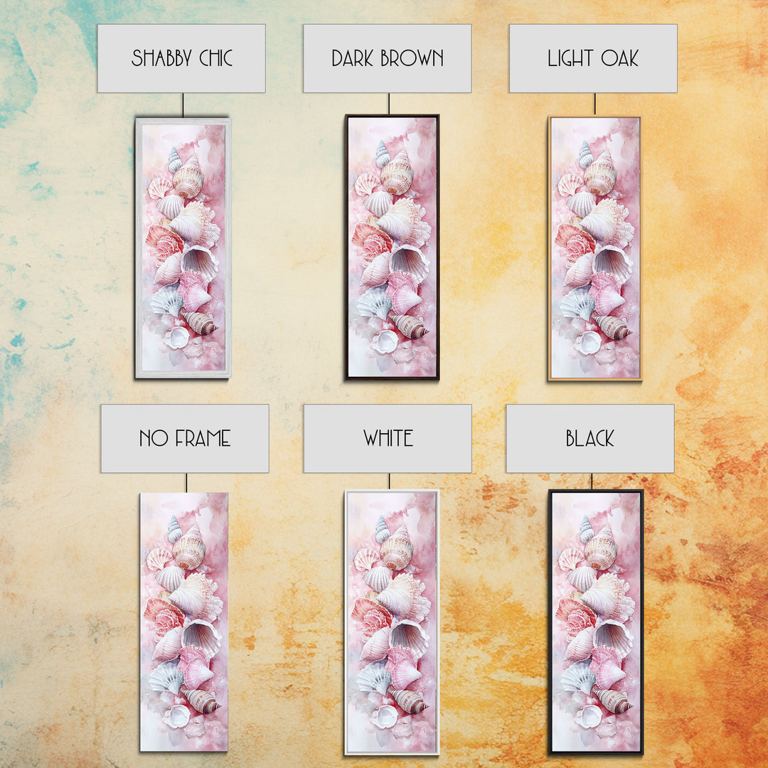 Coastal Seashell Painting Framed Canvas Print Featuring Nautical Decor Perfect Beach House Coastal Landscape Wall Art Theme