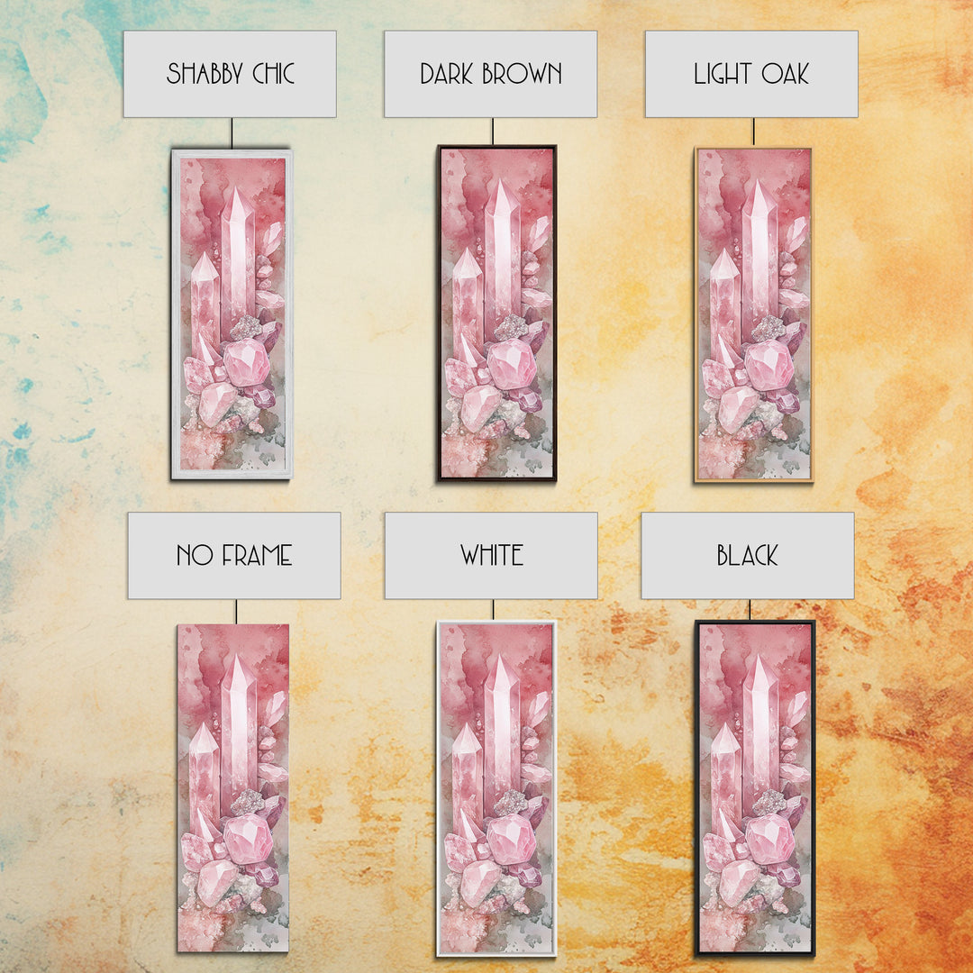 Rose Quartz Crystal Canvas Print - Gemstone Painting in Light Pink Tones, Healing Energy Inspired Wall Art, Boho Room Decor