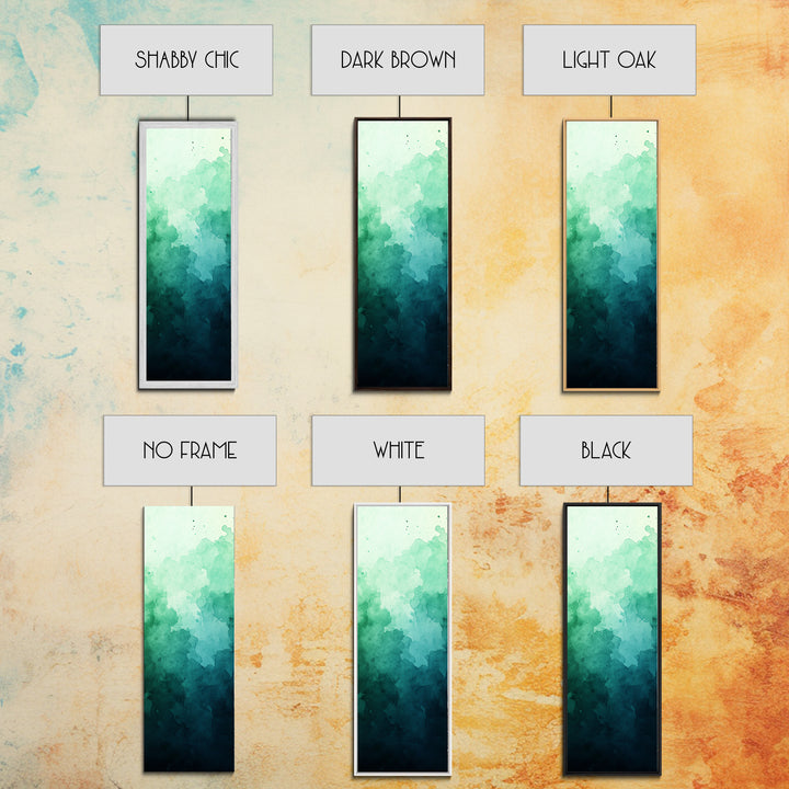 Deep Gradient Watercolor Canvas Print in Green and Teal, Sage Green Wall Art, Moody Art, Vertical Wall Art, Living Room Art, Gift Idea