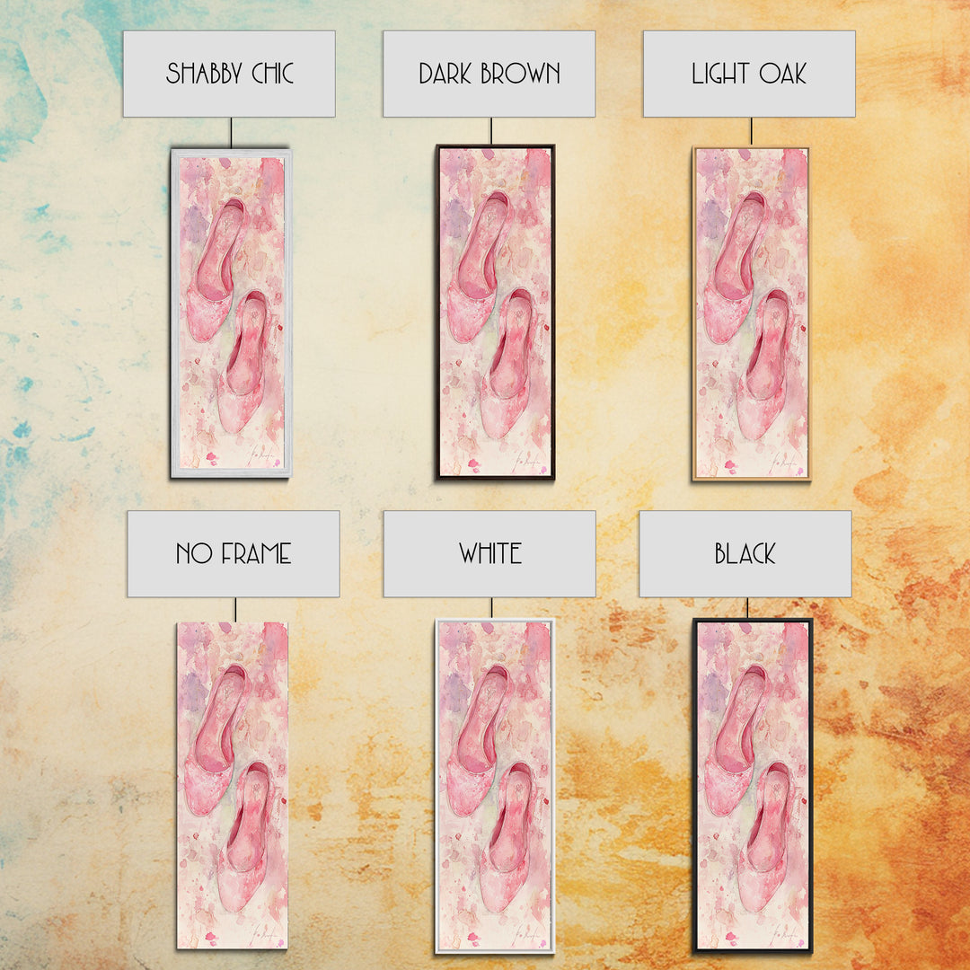 Ballet Flats Pink Abstract Canvas Print, Light Pink Wall Art, Whimsical Rustic Decor, Minimalist Living Room Art, Above Bed Artwork