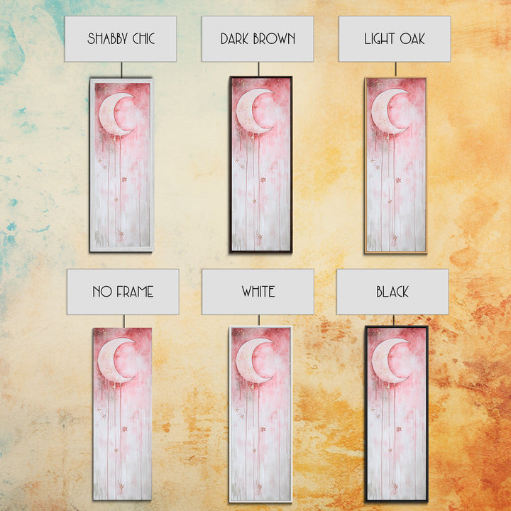 Crescent Moon Illustration Canvas Print Wabi Sabi Art Minimalist Bedroom Artwork Moon Oil Painting Rustic Fall Wall Decor Gift