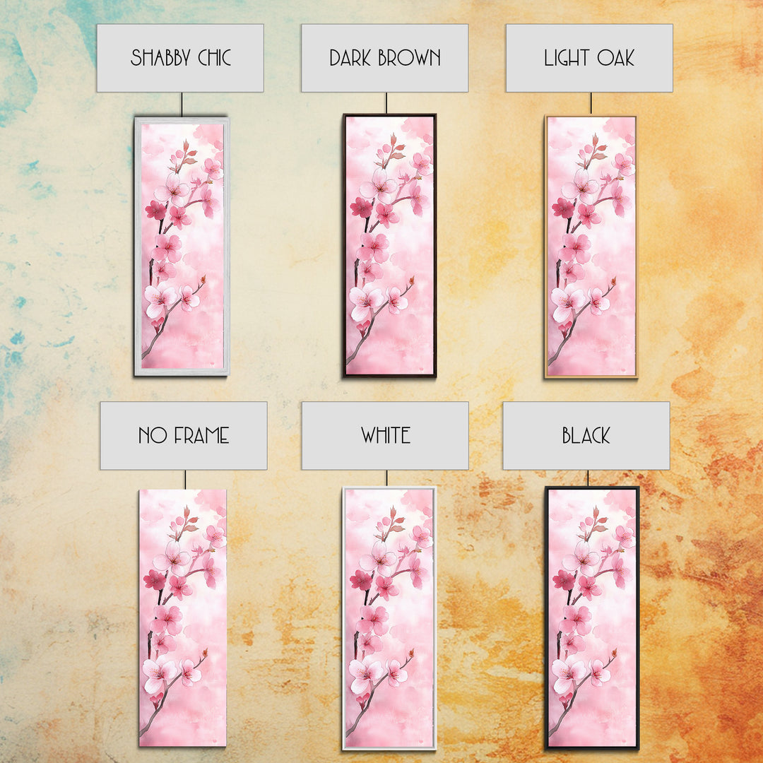 Delicate Cherry Blossom Framed Canvas Print Featuring Japanese-Inspired Botanical Prints for Bedroom or Living Room Wall Art