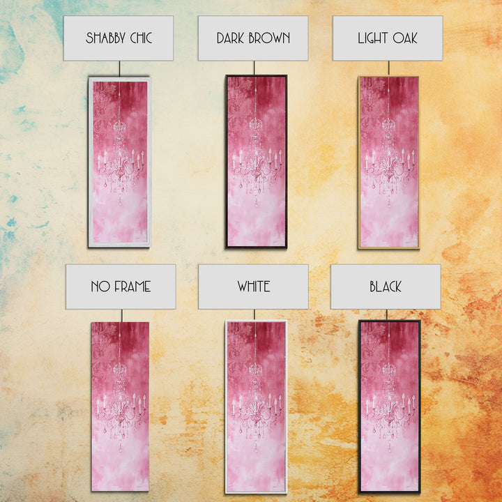 Crystal Chandelier Framed Canvas Print in Pink Abstract Art Perfect Above Sofa or Guest Room Art with Rustic and Glam Style