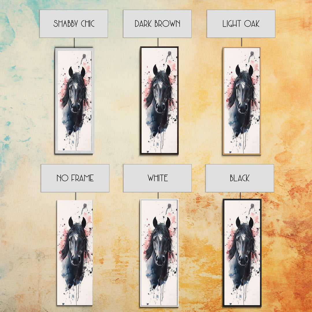 Black Horse Portrait Canvas Print Rustic Farmhouse Art Horse Wall Art Tall Skinny Art Vertical Rustic Living Room Wall Decor