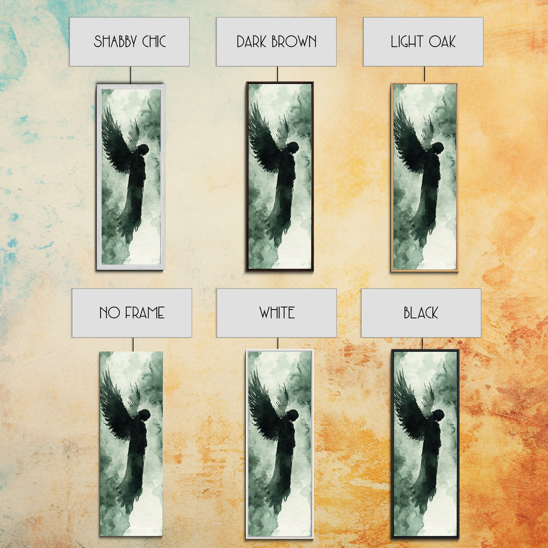 Dark Angel Silhouette Canvas Print Angel Art Prints Dark Angels Wall Art Moody Art Gothic Living Room Art Vertical Wall Decor