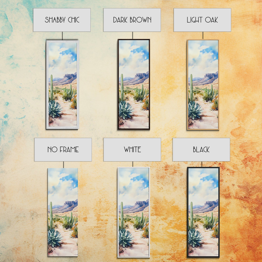 Desert Landscape Framed Canvas Print, Southwest Rustic Wall Art, Cactus Painting, Farmhouse Living Room Decor, Gift Idea for Him
