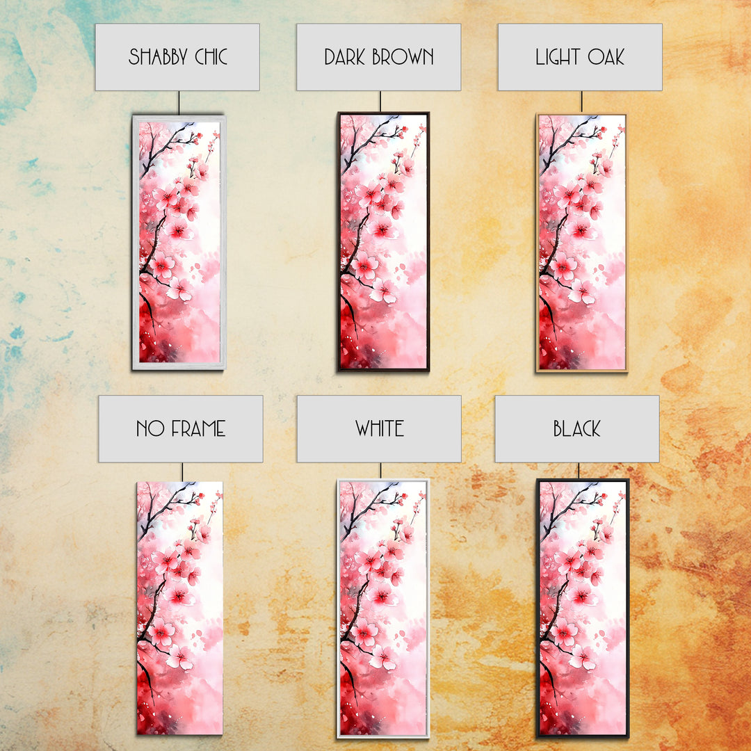 Cherry Blossom Framed Canvas Print, Japanese Inspired Wall Art, Pink Botanical Artwork, Minimalist Living Room Decor, Gift Idea