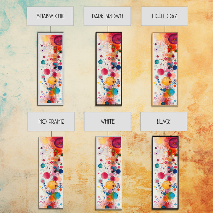 Colorful Abstract Dots Canvas Print Whimsical Art Modern Wall Decor Playful Vertical Art Gift Idea Light Pink Wall Art