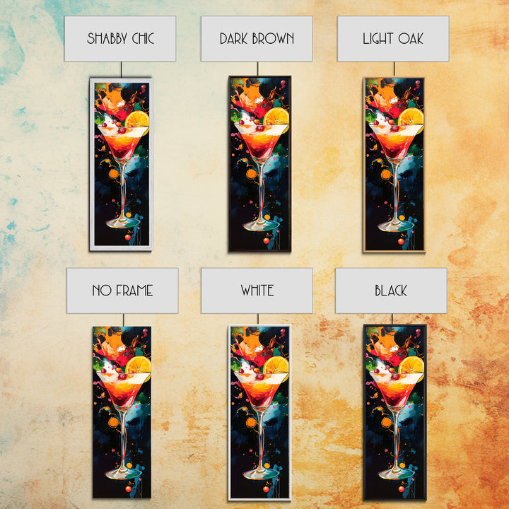 Abstract Martini Art Framed Canvas Print | Espresso Martini Wall Art | Cocktail Art | Kitchen Decor | Whimsical Art | Vertical Wall Art