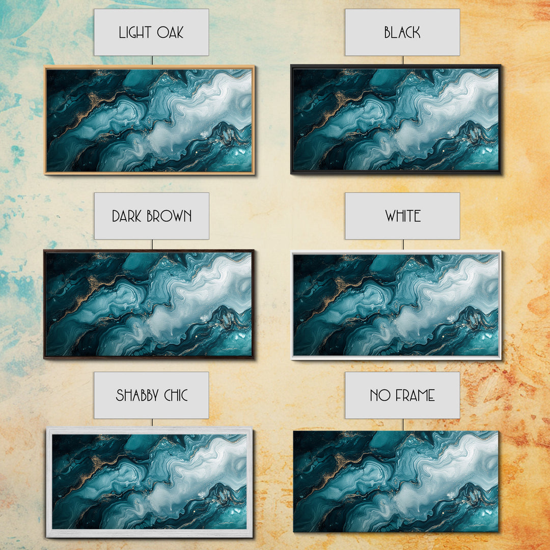 Abstract Teal Fluid Art Canvas Print, Coastal Wall Art, Teal Wall Art, Nautical Decor, Moody Art, Coastal Decor, Living Room Art, Gift Idea