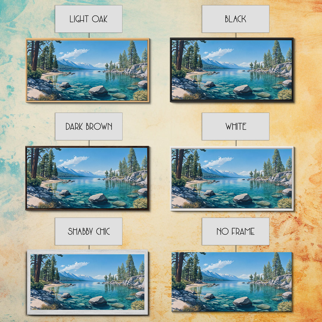 Crystal Clear Lake Canvas Print Lake Tahoe Art Coastal Landscape Artwork Bedroom Decor Horizontal Wall Art Nature Painting Original