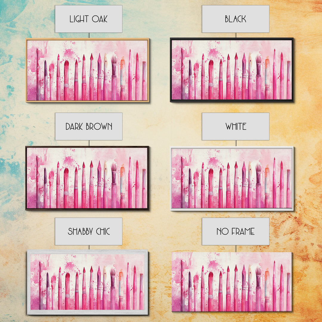 Artistic Brushes Canvas Print Pink Abstract Art Tools Studio Decor Light Pink Wall Art Boho Minimalist Wabi Sabi Artist Gift Idea