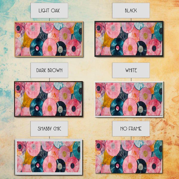 Retro Vinyl Records Canvas Print Lofi Art Chicano Wall Art Skinny Wall Art Living Room Decor Music Gift Idea Bedroom Art