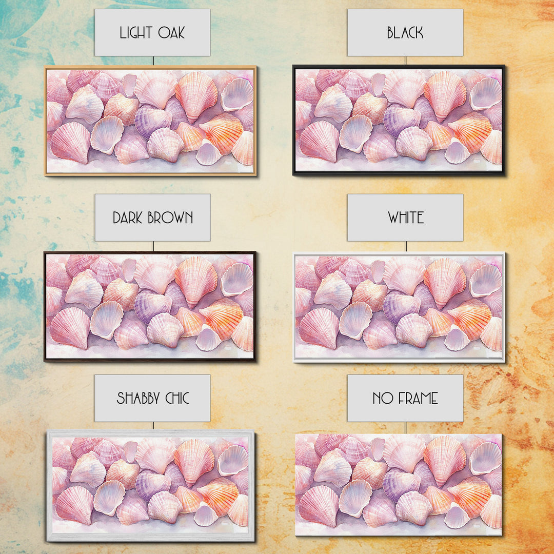 Coastal Seashell Canvas Print, Nautical Wall Art, Coastal Decor, Rustic Beach Art, Light Pink Shell Painting, Coastal Landscape Art Gift